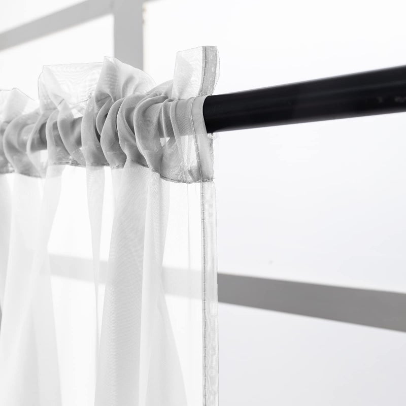 PearAge Beaded Triangle Sheer Valance Curtains for Living Room Rod Pocket Farmhouse Window Valance  Bead Trim Tassel Voile Sheer Curtain Valance for Bedroom Bathroom Cafe 51x24 Inches (Ivory) 1PC - Image 5
